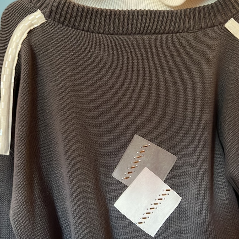 1980s vintage pullover sweater with fun patches, half zip - Picture 3 of 4